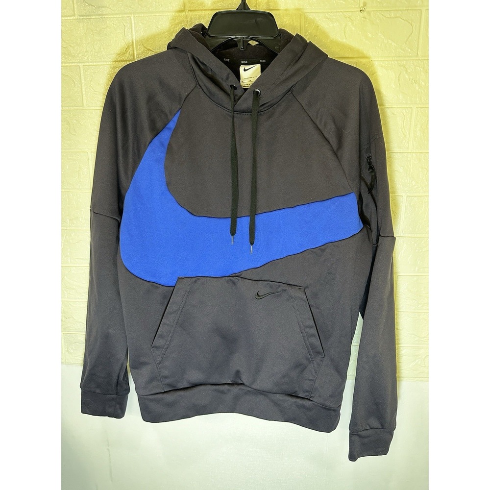 Nike Therma Fit Center Swoosh Hoodie Size M Blue‎